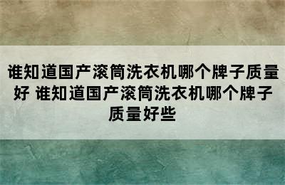 谁知道国产滚筒洗衣机哪个牌子质量好 谁知道国产滚筒洗衣机哪个牌子质量好些